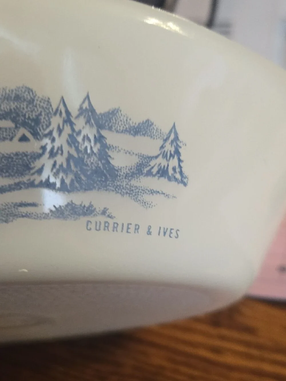Vintage Glassbake Currier and Ives Divided Oval